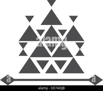 A black and white design of a triangle with a white arrow pointing to it. The design is abstract and has a geometric feel to it Stock Vector