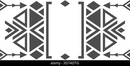 A black and white design with triangles and arrows. The design is a border for a piece of artwork Stock Vector