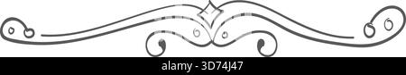 A black and white image of a curved line with a star on it. The line is very thin and has a lot of detail Stock Vector