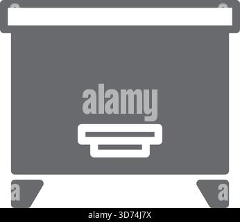 A black and white image of a beehive. The beehive is made of wood and has a white top. The image is simple and minimalistic, with no other elements or Stock Vector