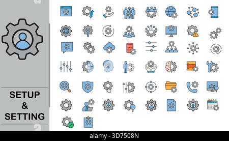 setup and setting icons Stock Vector