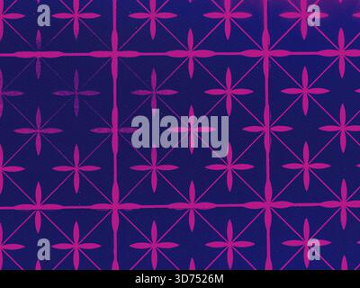 Abstract floral pattern in magenta and navy blue, artistic background. This vibrant design features a repeating floral pattern in contrasting colors, Stock Photo