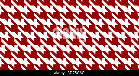 Red houndstooth pattern. Dog or puppy tooth background. Pied de poule textile motif. Plaid, scarf or cloth fabric print. Retro tweed textile design. Classical duotone ornament. Vector illustration. Stock Vector