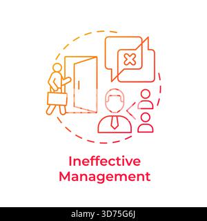Ineffective management red gradient concept icon Stock Vector
