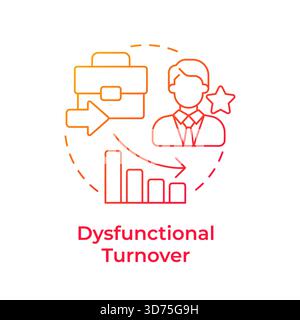 Dysfunctional turnover red gradient concept icon Stock Vector