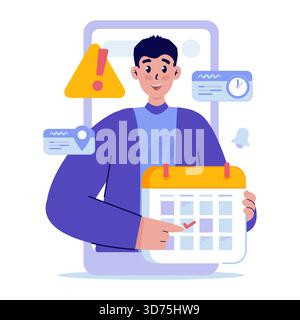 Work Meeting Reminder Application Vector Illustration Stock Vector