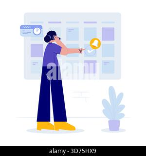 Woman is calling to confirm a work appointment vector illustration Stock Vector