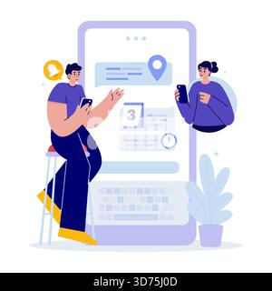 Chat Messages Scheduling Meeting Vector Illustration Stock Vector