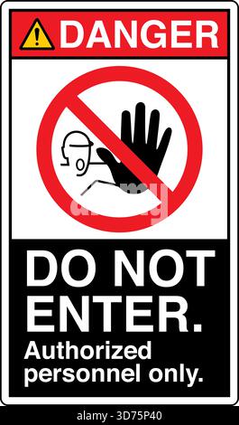 Safety Warning / Prohibition Sign – Do Not Enter clearly indicates No Access for Unauthorized Personnel. Used to restrict entry to hazardous Stock Vector