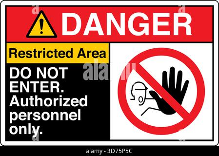 Safety Warning / Prohibition Sign – Do Not Enter clearly indicates No Access for Unauthorized Personnel. Used to restrict entry to hazardous Stock Vector
