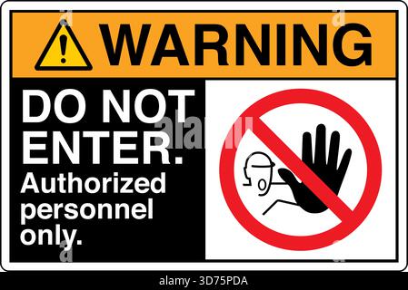 Safety Warning / Prohibition Sign – Do Not Enter clearly indicates No Access for Unauthorized Personnel. Used to restrict entry to hazardous Stock Vector