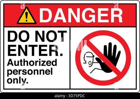Safety Warning / Prohibition Sign – Do Not Enter clearly indicates No Access for Unauthorized Personnel. Used to restrict entry to hazardous Stock Vector