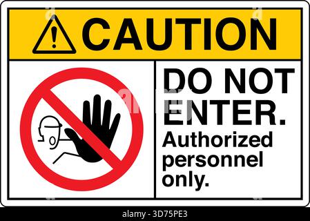 Safety Warning / Prohibition Sign – Do Not Enter clearly indicates No Access for Unauthorized Personnel. Used to restrict entry to hazardous Stock Vector