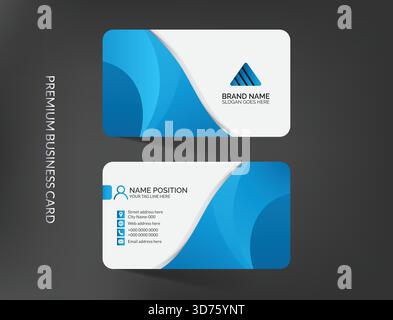 Premium blue and white business card template design Stock Vector