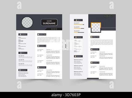 Professional cv, resume template design Stock Vector