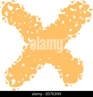 Chalk Cross Patch Icon Orange Stock Vector