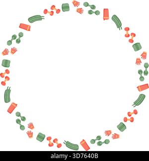 Colorful Seamless Round Fitness Frame Stock Vector