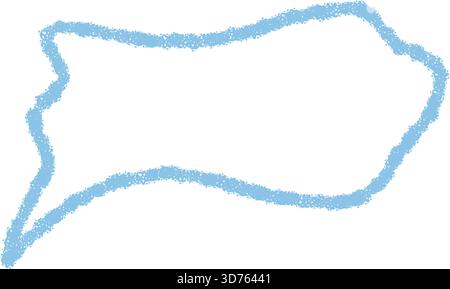 Blue Wavy Crayon Speech Bubble Outline Stock Vector