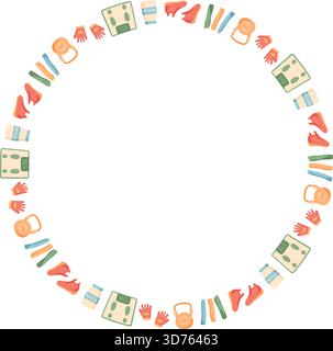 Minimal Round Pattern Fitness Frame Stock Vector