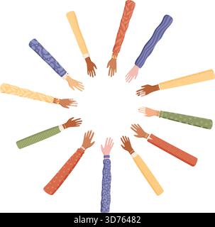 Colorful Multicultural Hands In Circle Stock Vector