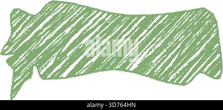Green Wavy Crayon Speech Balloon Sketch Stock Vector