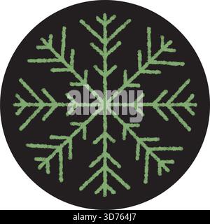 Round Crayon Snowflake Sticker Symbol Stock Vector