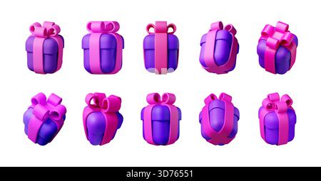 3D rendered gift boxes with pink bows Stock Vector