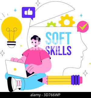 Vector Illustration of Office Workers Demonstrating Soft Skills of ...