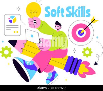 Vector Illustration of Office Workers Demonstrating Soft Skills of ...