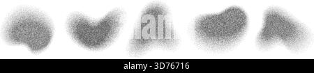 Stippled irregular shapes noise grain effect gradient texture set. Stock Vector