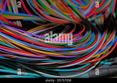 Colorful data center fiber optic cables Stock Photo
