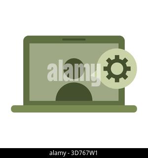 User setting icon. Profile gear concept. Personal preference Vector. Laptop screen graphic. EPS 10. Stock Vector