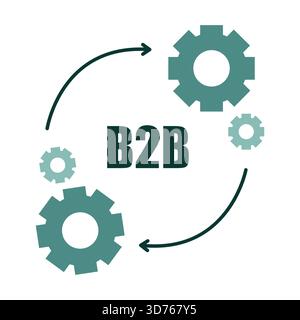 B2B business icon. Gear arrow symbol. Company trade Vector. Corporate deal sign. EPS 10. Stock Vector