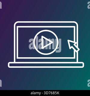Video laptop icon. Play media symbol. Screen cursor Vector. Movie player. EPS 10. Stock Vector
