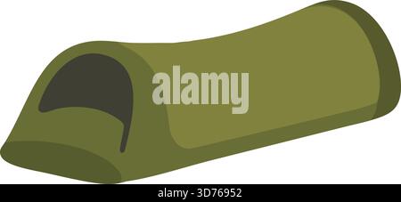 A small green bivy style tent shown in side view representing ultralight solo camping Stock Vector