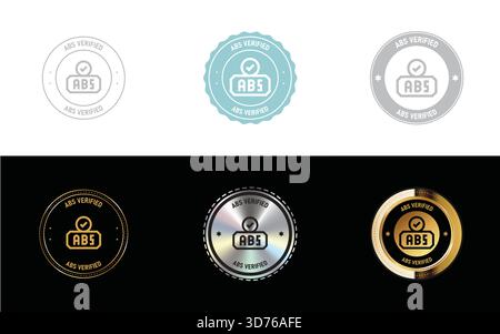 ABS Verified Badge – Anti-Lock Braking System Certification Label, Automotive Safety Stamp and Vehicle Protection Vector Seal Stock Vector