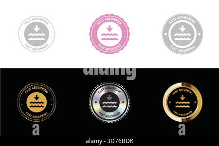 Fast Absorbing Badge – Quick Absorption Skincare Label, Lightweight Formula Stamp and Cosmetic Product Vector Seal Stock Vector