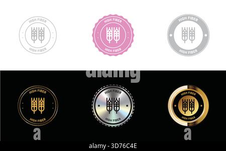 High Fiber logo. Icon, Stamp, Badge, Seal and Symbol vector Stock Vector