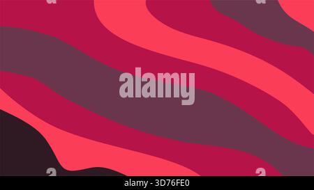 Abstract fluid background with bold wavy stripes in red, pink, and maroon. Dynamic vector design resembling liquid flow or lava lamp patterns Stock Vector