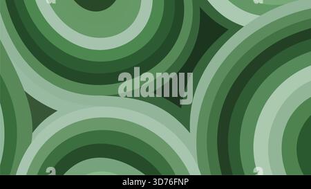 Abstract concentric circle pattern in various shades of green. Retro-style geometric vector background with a hypnotic or tunnel visual effect Stock Vector