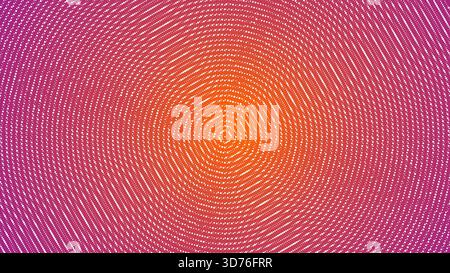 Abstract linear interference pattern with a pink and orange gradient. Geometric vector design created with overlapping white lines creating a moire ef Stock Vector