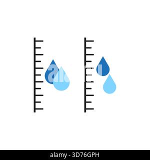 Water measuring scale. Liquid level indicator. Blue drop Vector symbol. Humidity science graphic. EPS 10. Stock Vector