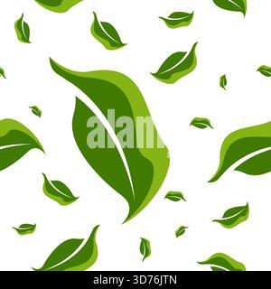 Abstract Leaves Seamless Pattern Design. Tea Leaf Background Stock Vector