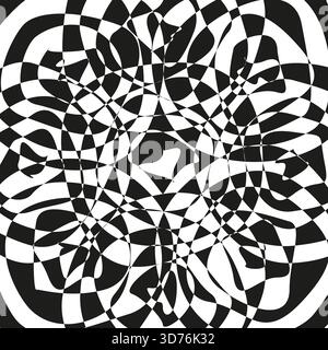 Abstract optical pattern. Black white mosaic. Dynamic contrast Vector. Complex geometric shapes. EPS 10. Stock Vector