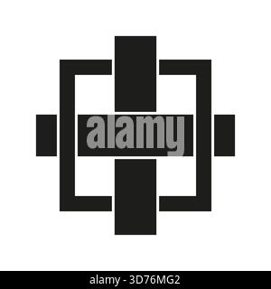 Interlaced cross symbol. Black solid shape. Geometric element Vector. Minimalist modern icon. EPS 10. Stock Vector