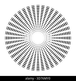 Abstract radial gradient. Concentric dash pattern. Geometric element Vector. Minimalist modern shape. EPS 10. Stock Vector
