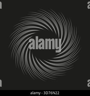 Abstract rotating vortex. Dynamic motion lines. Spiral element Vector. Dark background shape. EPS 10. Stock Vector