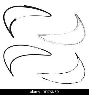 Curved brush strokes. Flow line elements. Grunge texture Vector. Abstract shape set. EPS 10. Stock Vector