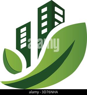Minimal Eco Building Flat Icon Isolated on White Background Stock Vector
