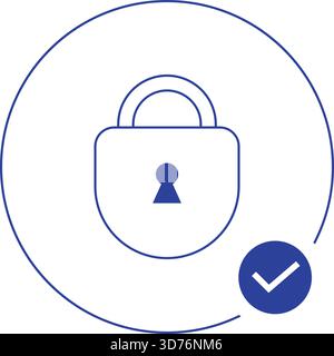Minimal Lock Security Flat Icon Isolated on White Background Stock Vector